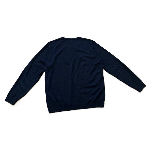 Hugo Boss Pure Wool Pullover Sweater Lightweight Crew Neck Navy Blue Men's XXL - Picture 7 of 7
